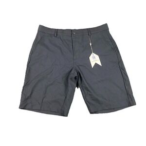 1764 Reid Stretch Black Golf Shorts Size 32 Grid Lightweight 9" Inseam Chino